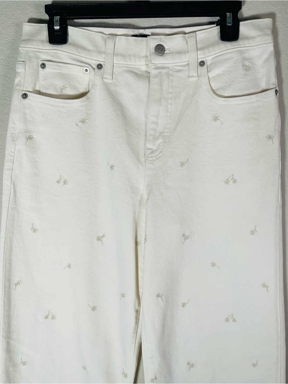 J Crew Fac NWT Wide Leg Embroidered Crop Jeans Size 28T Ivory Denim Embroidery - Picture 3 of 12